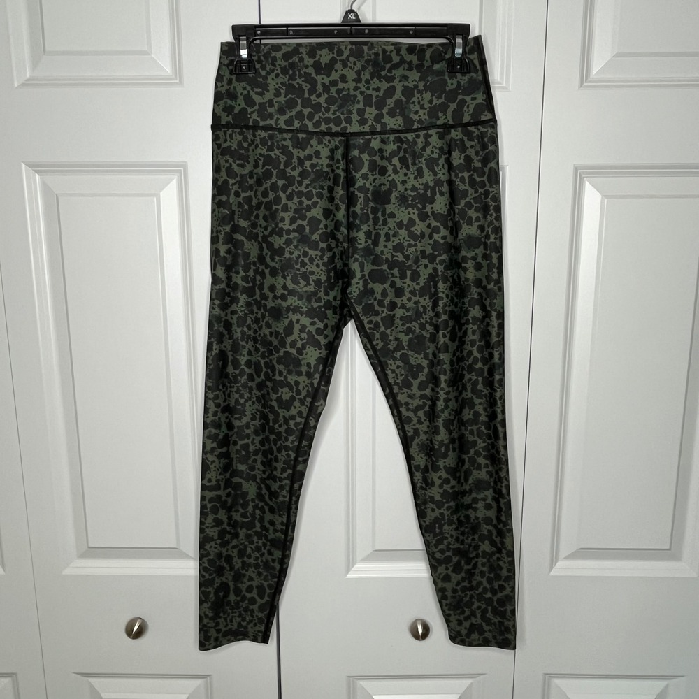 Sage Collective Leopard Print Leggings Small Green Black High Rise - Picture 2 of 6